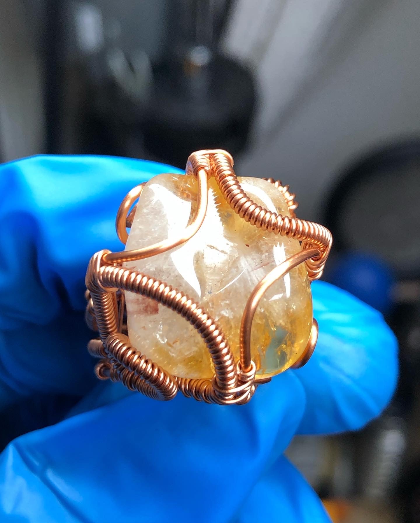 Citrine Copper Ring - Dragon Style