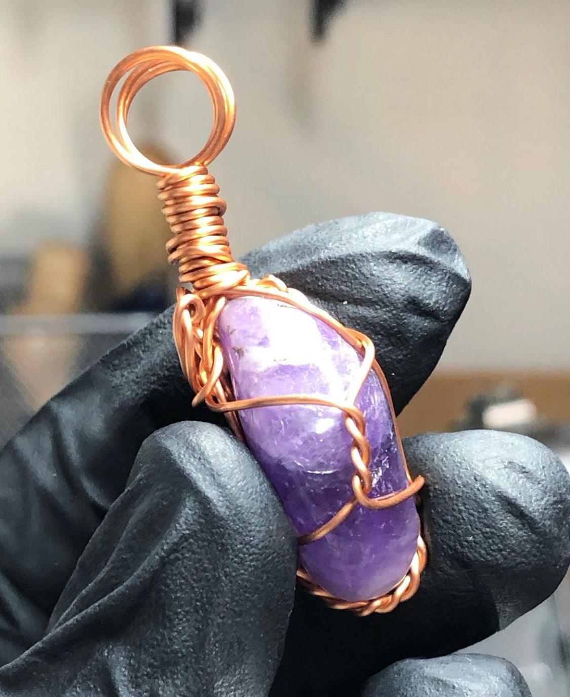 Amethyst Tumble Copper Pendant - Mini Range