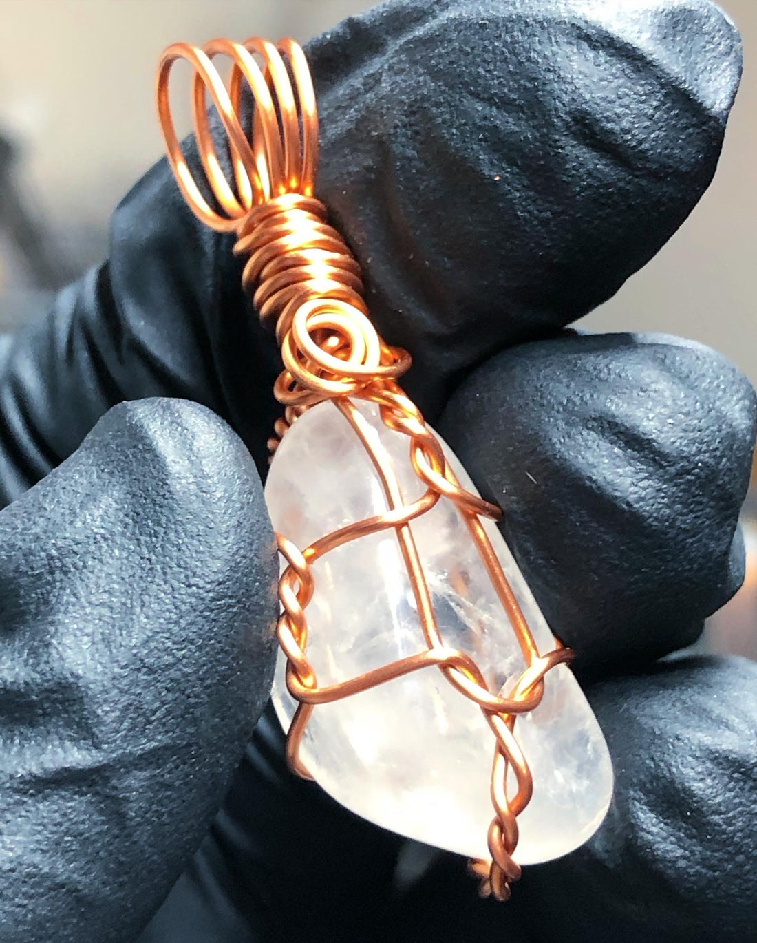 Clear Quartz Tumble Copper Pendant - Mini Range