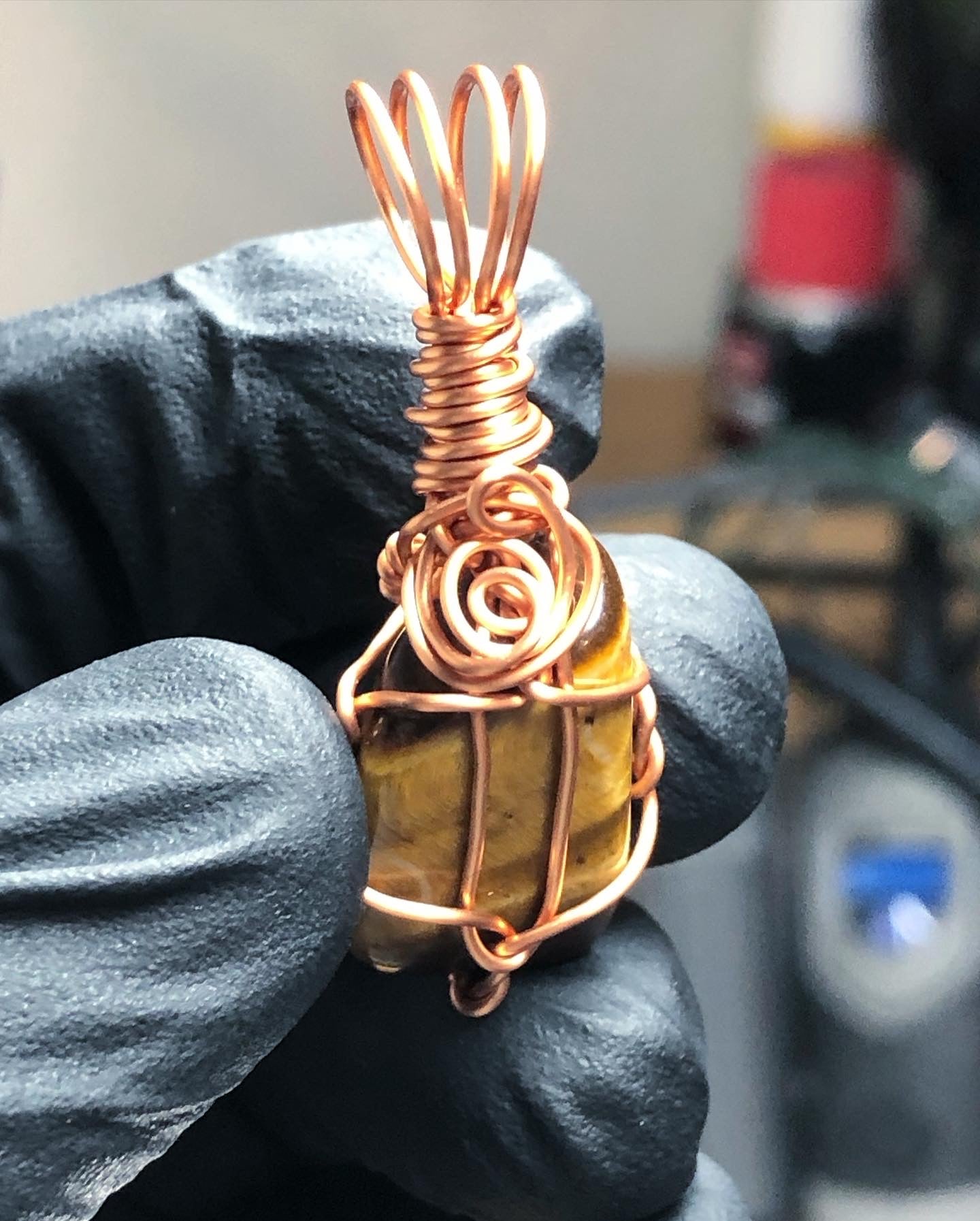 Tigers Eye Tumble Copper Pendant - Mini Range