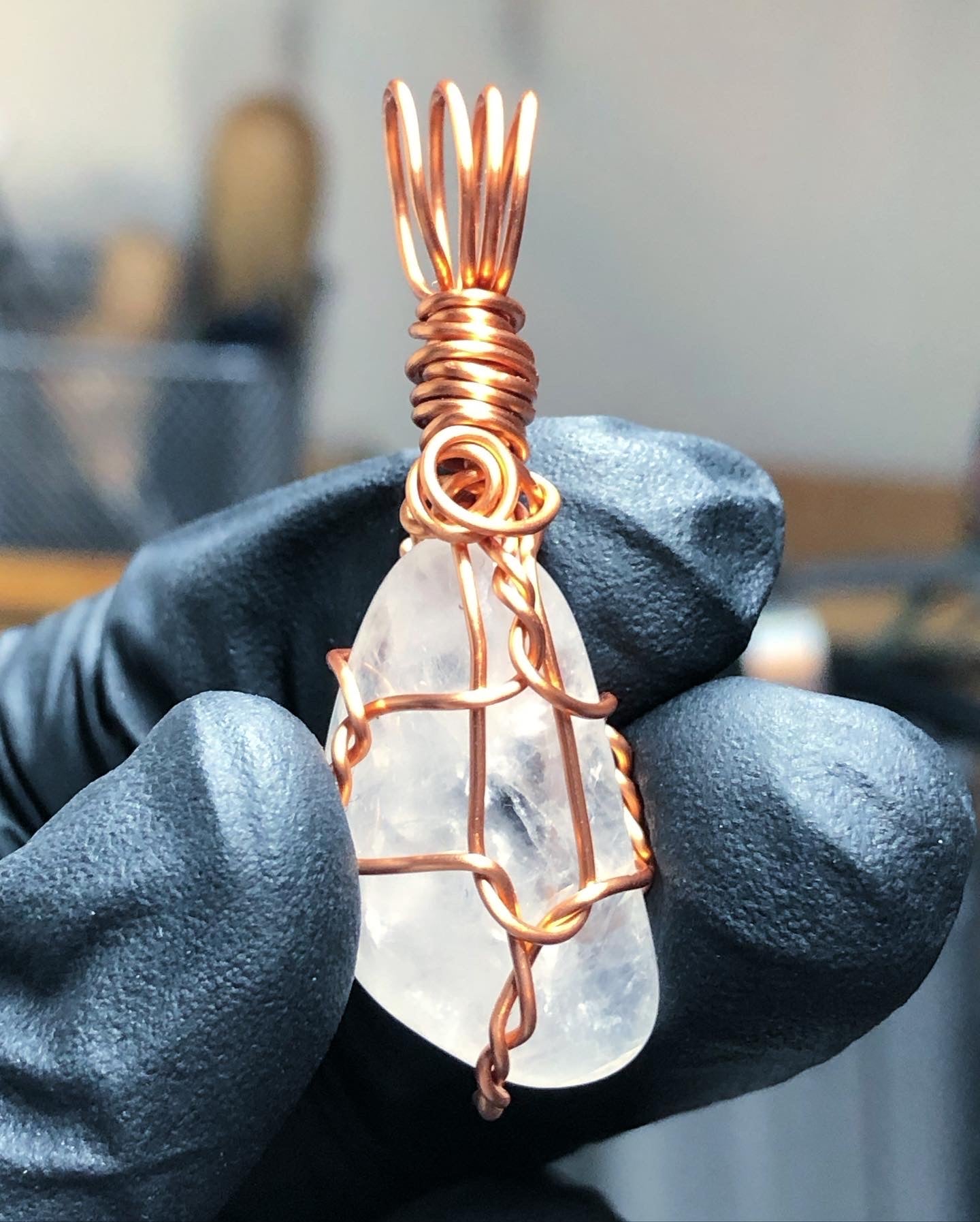 Clear Quartz Tumble Copper Pendant - Mini Range