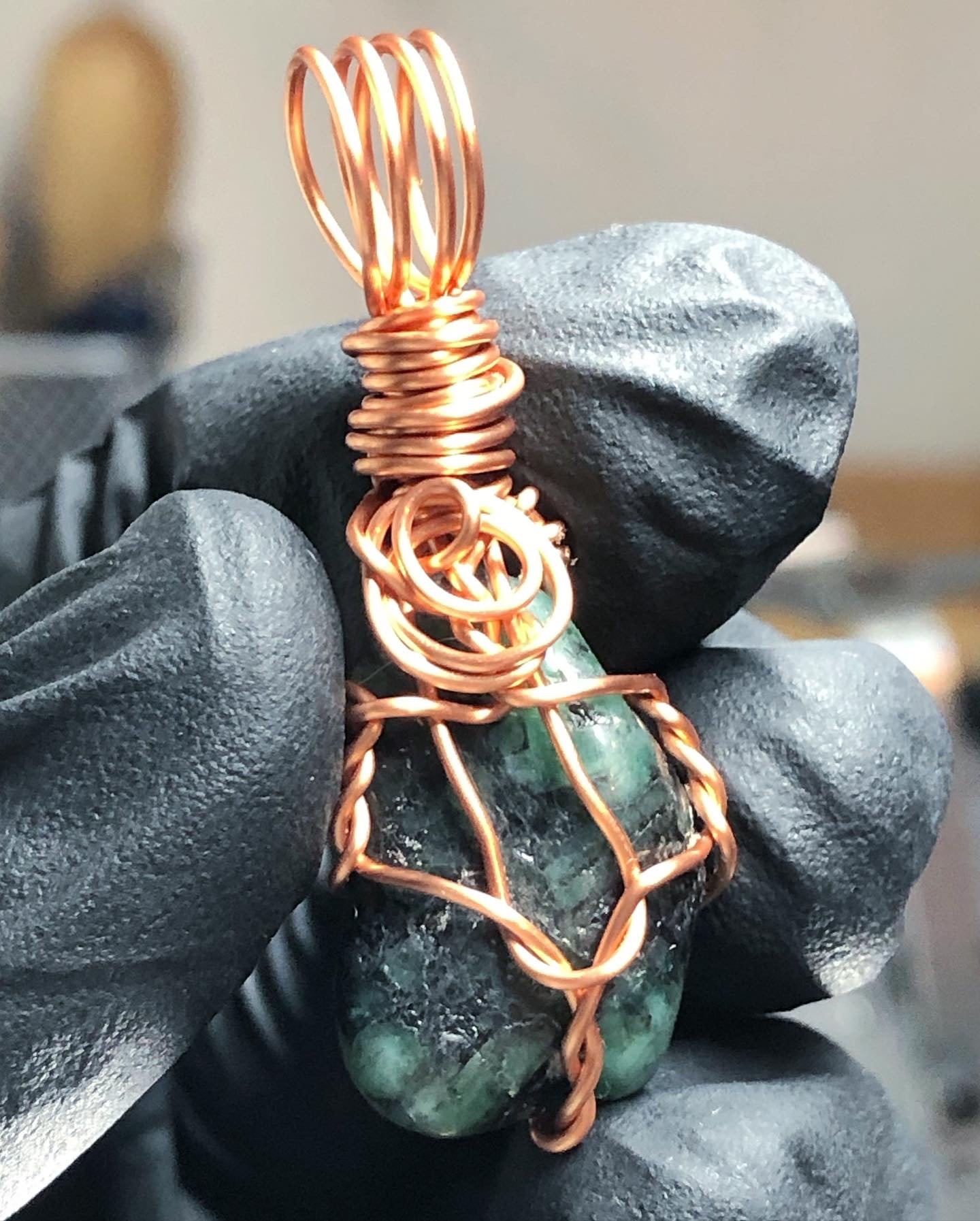 Emerald Tumble Copper Pendant - Mini Range